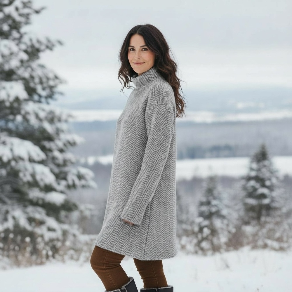 Max Studio Cream Cowl Neck Sweater Dress